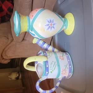 Vase and watering can for decorating